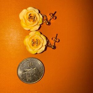 New upcycled Chanel Yellow Rose Gold Earrings
